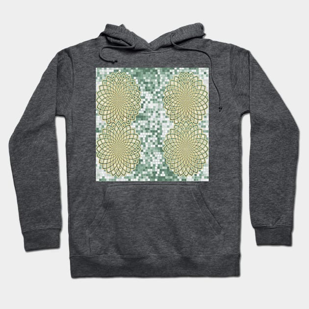 Green Mandala Lotus Flower of Life Sacred Geometry Pattern Print Hoodie by Shayna